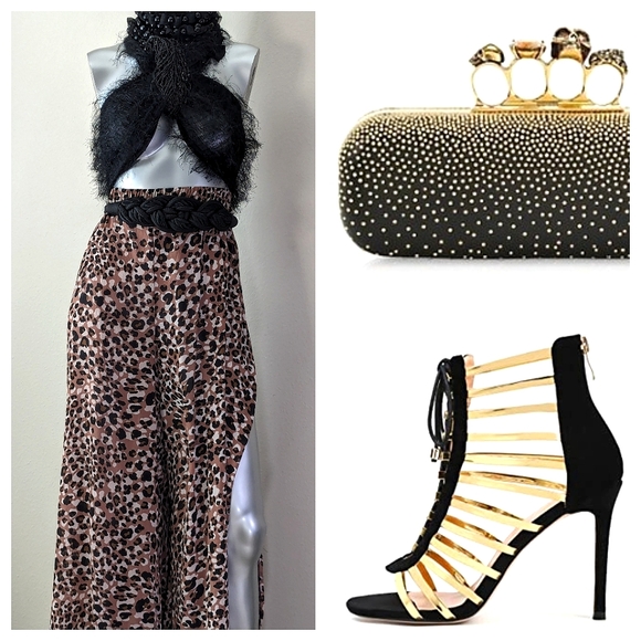 "WHIMSICAL" Pull On Elastic @ Waistline Pom Pom Detail Bohemian Palazzo Pants - Picture 13 of 14